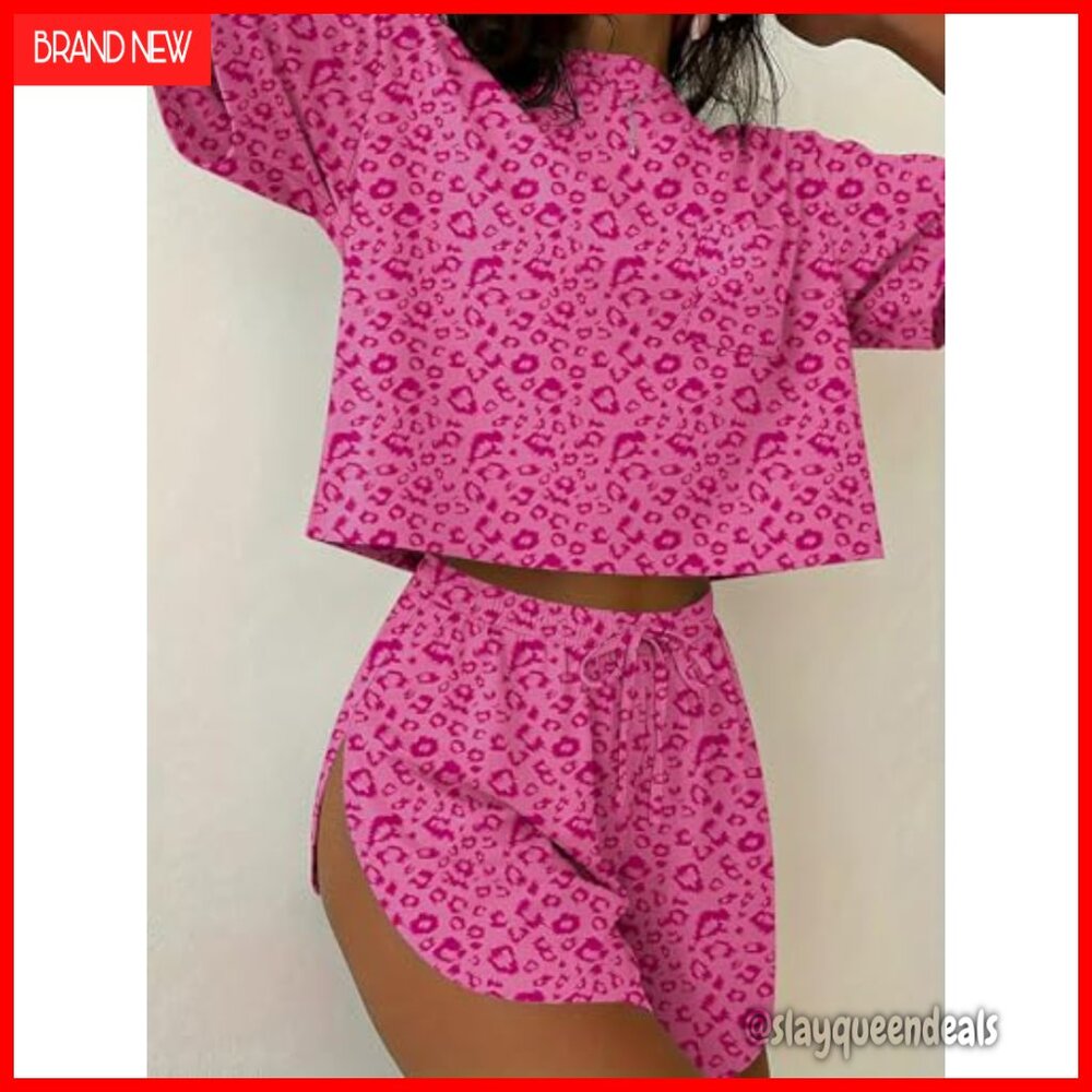 Large Polyester Pajama Set Sexy Side Split Shorts… - image 2